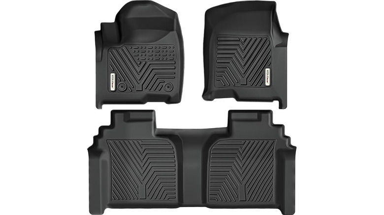 Yitamotor three-piece floor mat set for Chevy Silverado pickup on white background