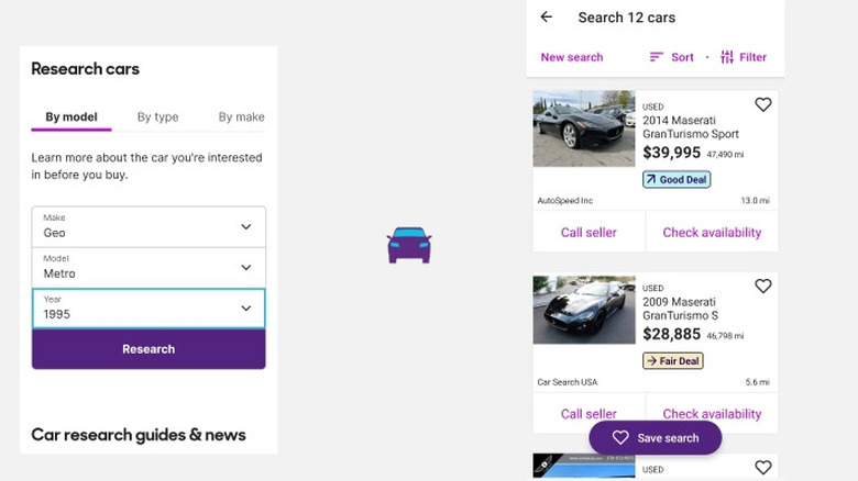 Screenshot of Cars.com app