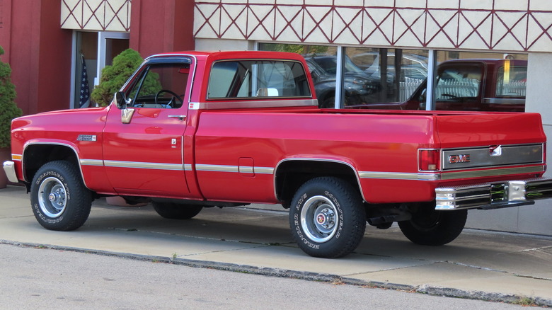 Red 1985 GMC K1500 pickup