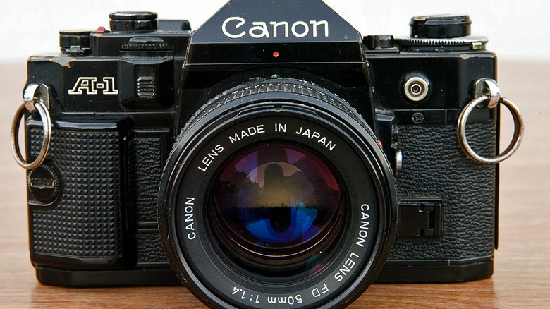 Canon A-1 camera with 50mm lens