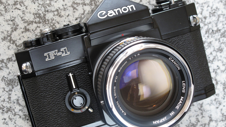 Canon F-1 camera with 50mm lens