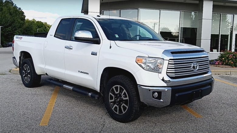 White 2014 Toyota Tundra in dealership lot