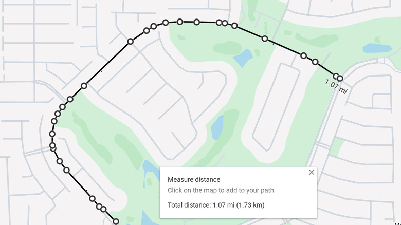 Google Maps measure distance feature