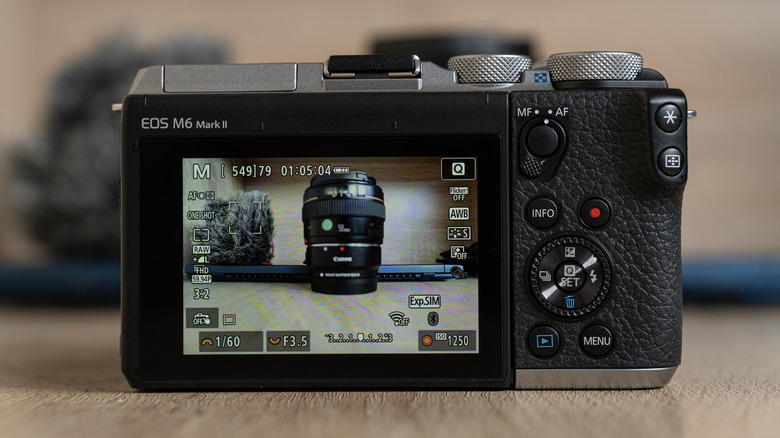 A camera display with photo settings