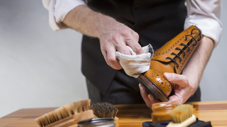 brogue being cleaned