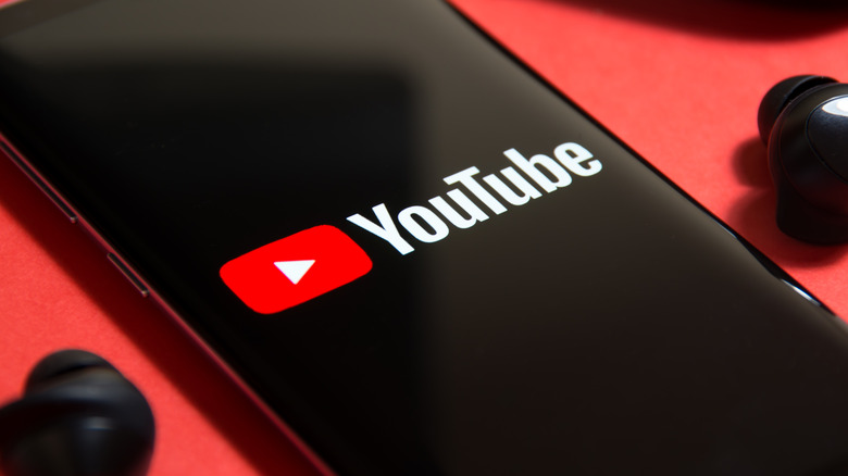 YouTube logo on phone