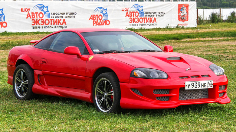 A customized Red 1991 Dodge Stealth