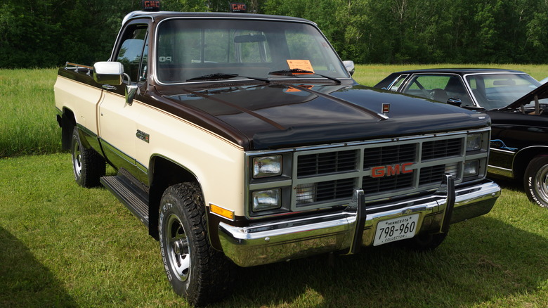 Tan and cream 1984 K-1500 Sierra Classic