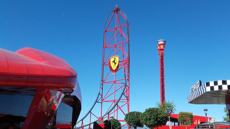 Red Force roller coaster at Ferrari Land in Catalonia, Spain.