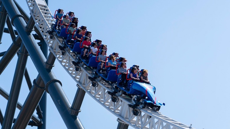 People riding the Top Thrill 2 at Cedar Point in Ohio.