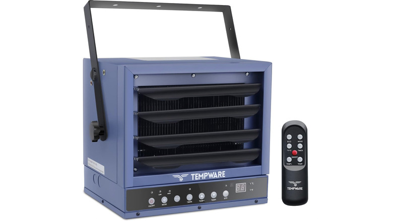 Tempware Hardwired Ceiling Mount 7,500-watt Garage Heater and remote