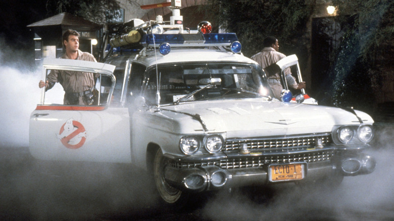 Ghostbusters exiting the Ecto-1