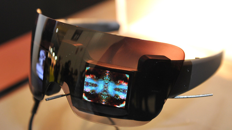 Polaroid GL20 camera glasses by Lady Gaga on display