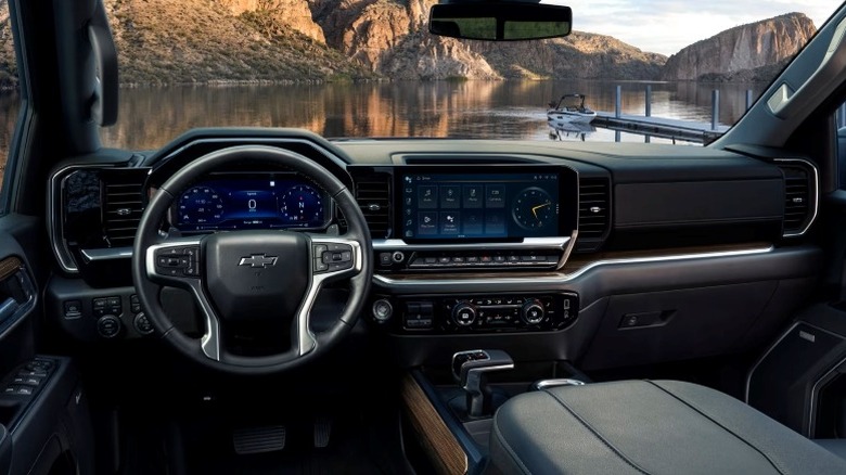 Chevrolet Silverado interior showing primary infotainment screen