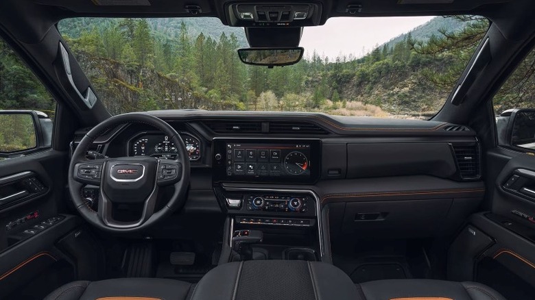 2025 GMC Sierra AT4 interior showing infotainment screen