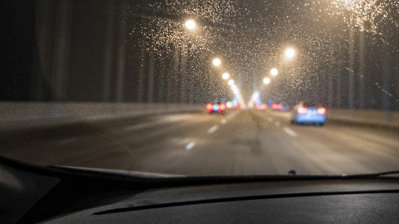 Looking through a car windshield