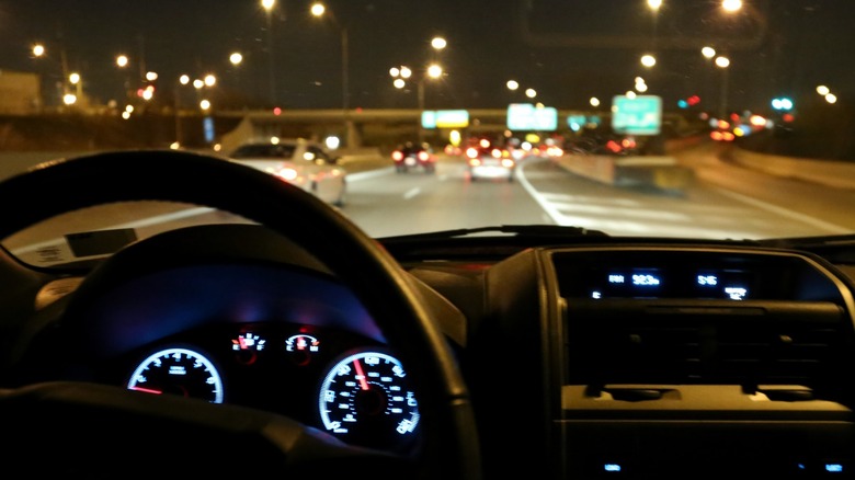 Driver's perspective at night