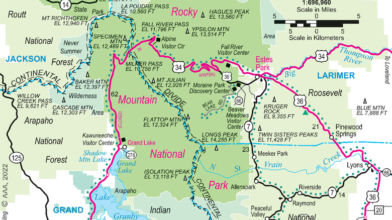 Rocky Mountain NP AAA map