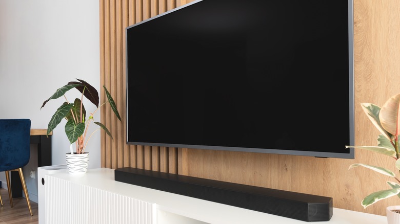 Soundbar and TV in a modern home