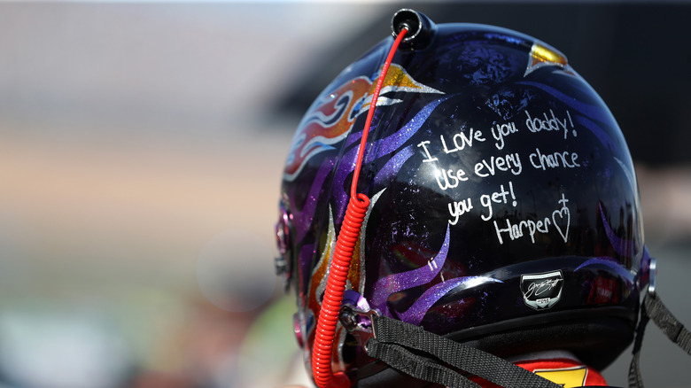 Justin Allgaier helmet with writing