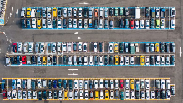 Busy parking lot from above