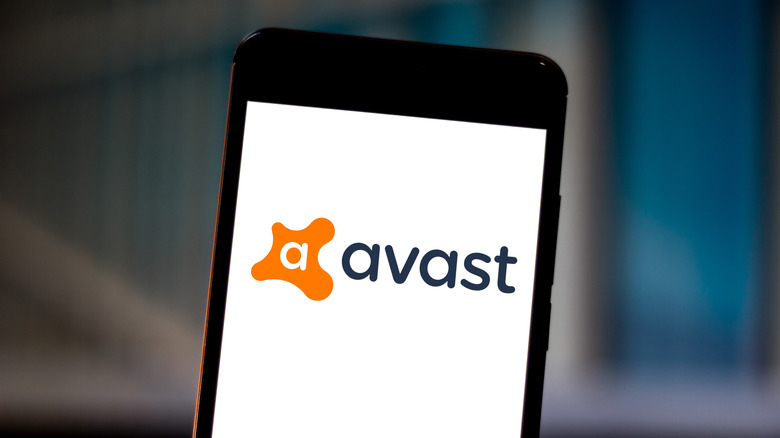 Avast antivirus app logo displayed on a smartphone