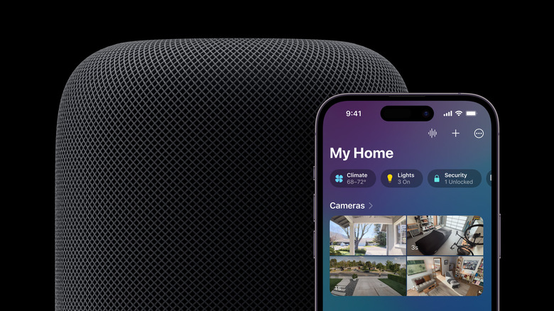 HomePod closeup with home temperature reading