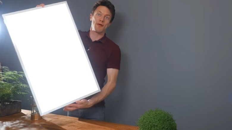 Man holding daylight light panel