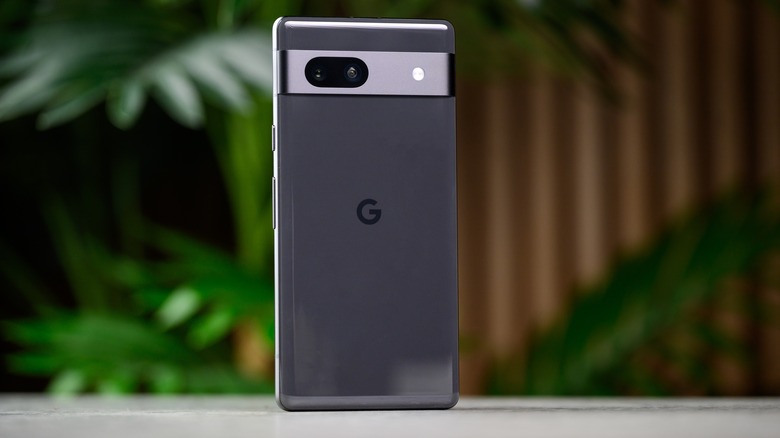 Google Pixel 7a on display