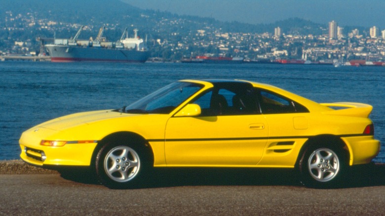 A yellow gen-two Toyota MR2 suitable for a 2GR-FE engine swap