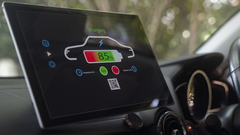 Multimedia system showing an EV charging