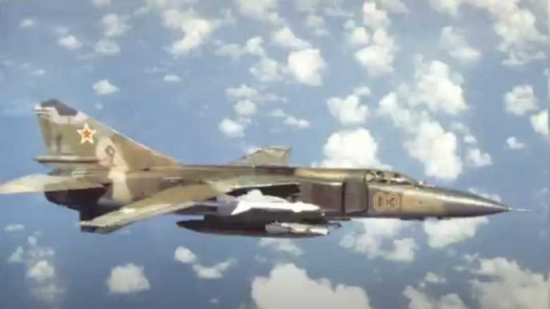 MiG-23 jet in the sky