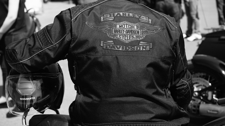 person wearing Harley-Davidson jacket