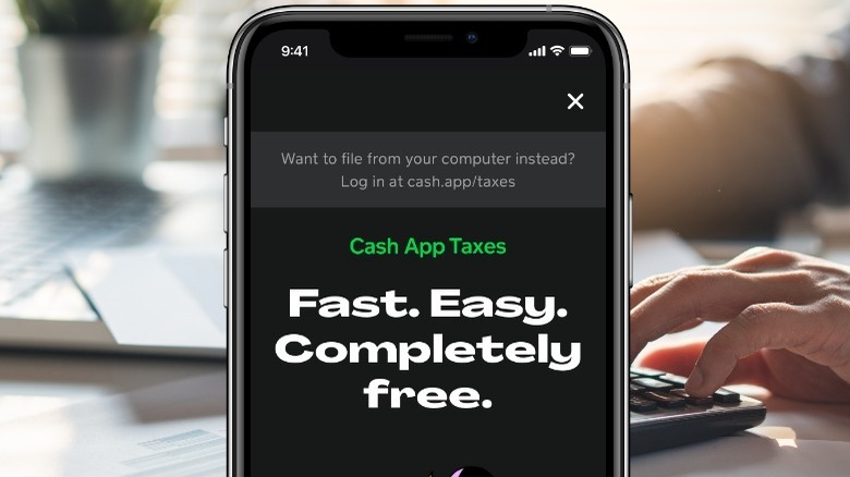 cash app taxes on phone screen