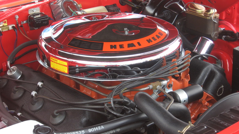 426 Hemi V8 engine inside engine bay