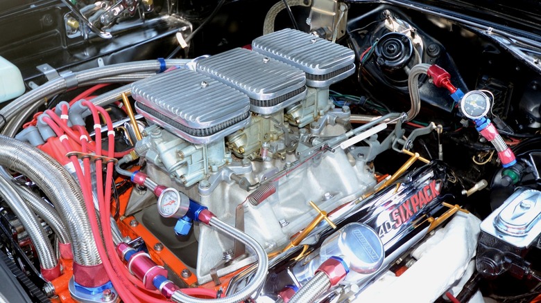 Chrysler 440 Six Pack engine inside engine bay