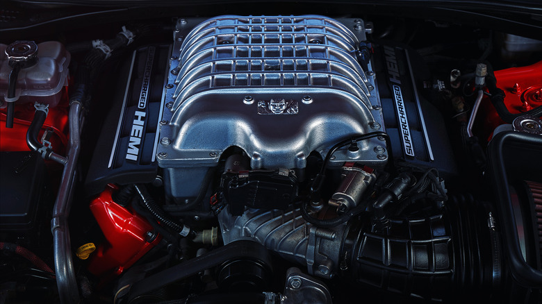 6.2-liter Dodge Demon V8 engine inside engine bay