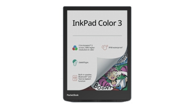 Black electronic device displaying the device name, InkPad Color 3