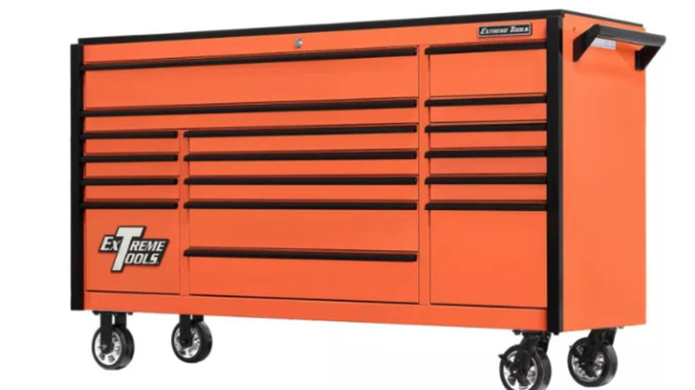 Extreme Tools DX Series 72-Inch Roller Cabinet in orange