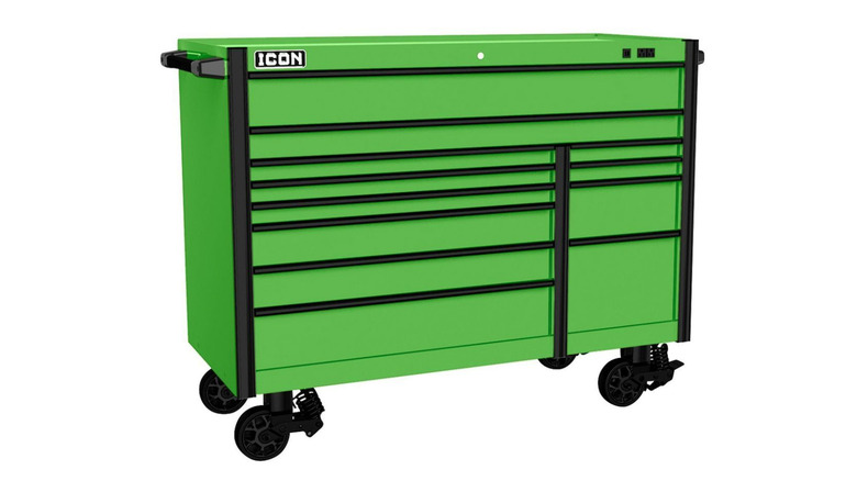 Harbor Freight Icon 56-Inch Professional Roller Cabinet in green