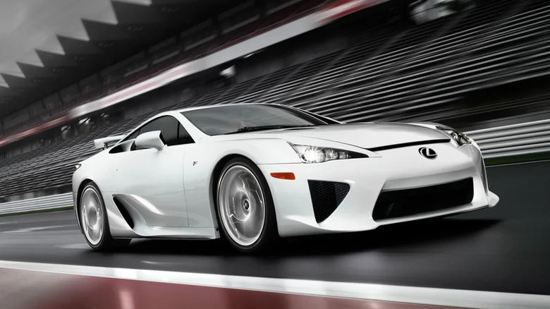 Lexus LFA racing down track