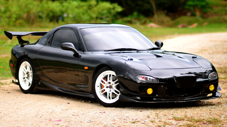 Mazda RX-7 on dirt road