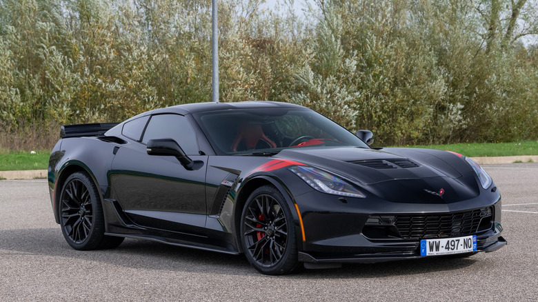 Black C7 Z06 in parking lot