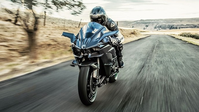 Kawasaki H2R Hypersport bike at speed