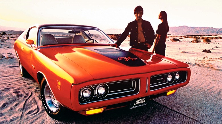 Orange and Black Dodge Charger R/T in the desert