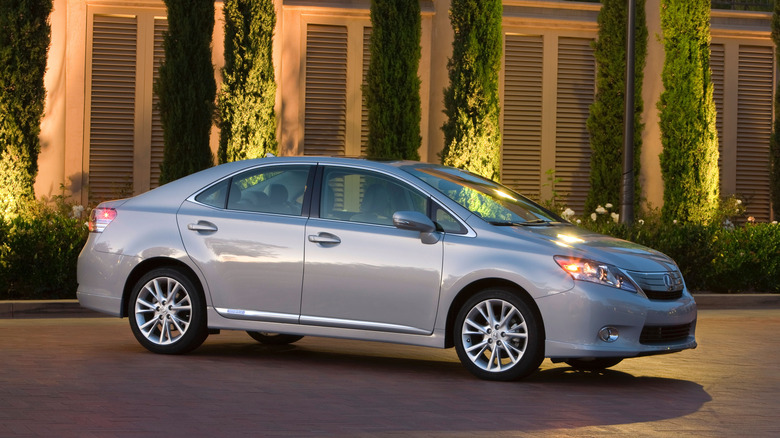 Lexus HS 250h hybrid luxury sedan front to side 3/4 view