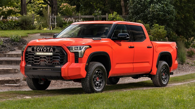 The 2021 Toyota Tundra in orange red