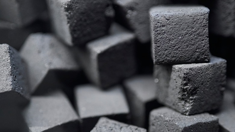 Stack of charcoal cubes