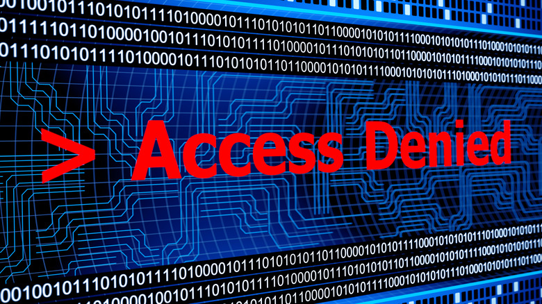 Access denied slogan over binary code illustration