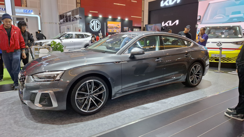 silver audi a5 sportback on display